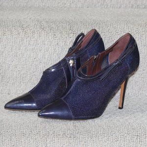 Bruno Magli Blue Mesh & Patent Leather Heels